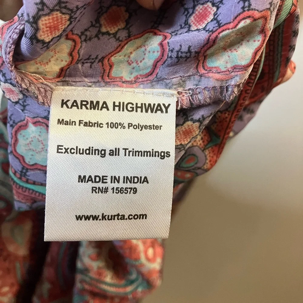 Karma Highway One Size Dolman Blouson Maxi Dress Boho Floral Purple Red Pattern - Picture 9 of 11